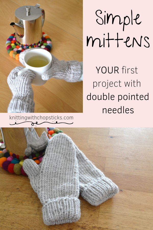 Simple mittens free knitting pattern pin image