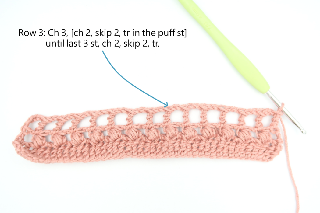 eyelet puff crochet stitch tutorial step 3