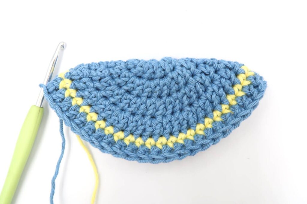 Adding the colors and shaping of the crochet baby hat