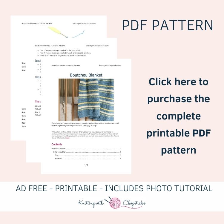 click here to purchase the convenient printable crochet blanket pattern