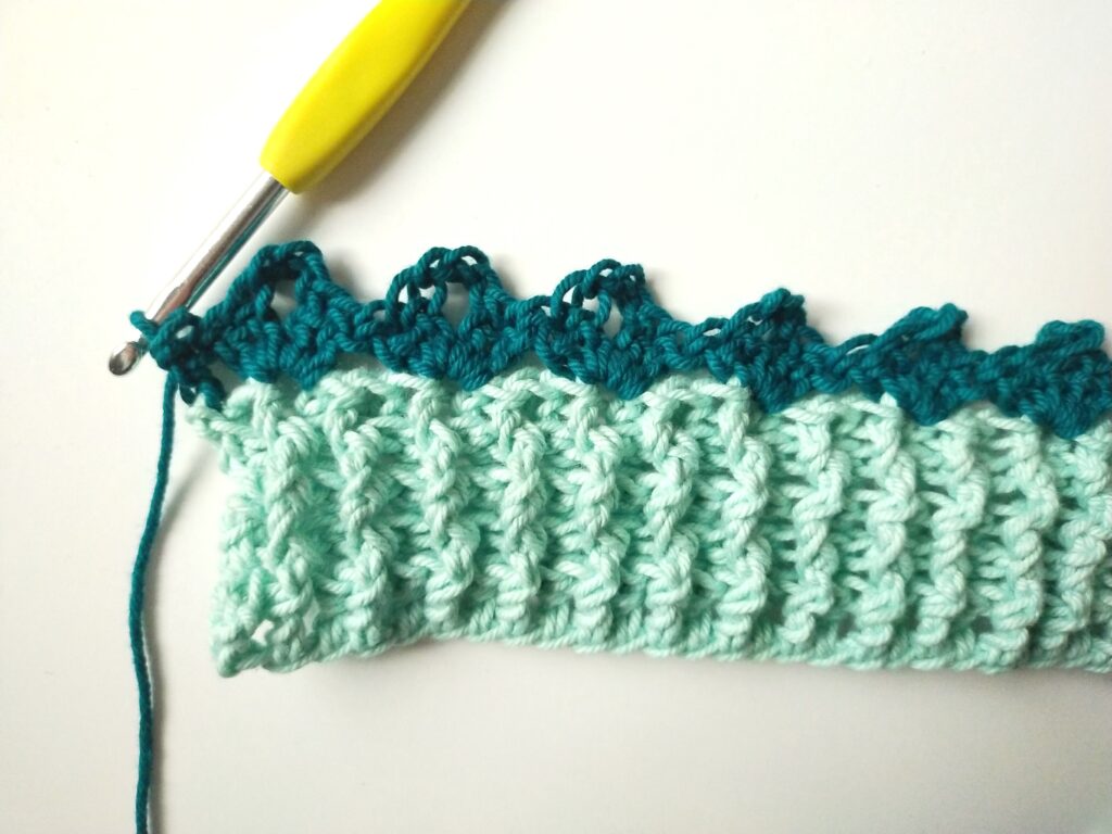 first row of lace in color B