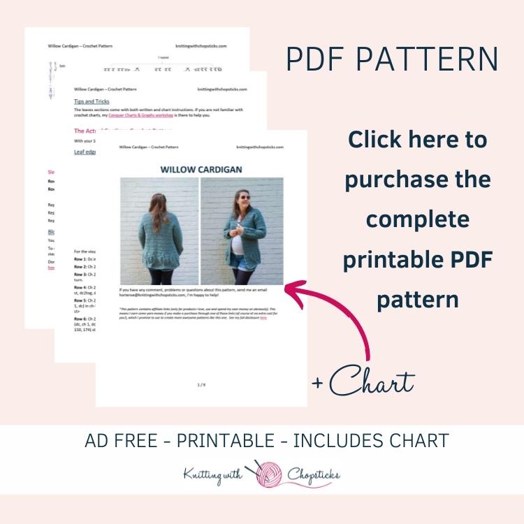 click here to purchase the printable pdf of the Willow Cardigan crochet pattern