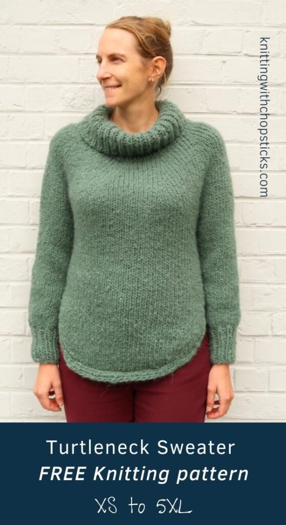 Aurora Turtleneck sweater knitting pattern FREE
