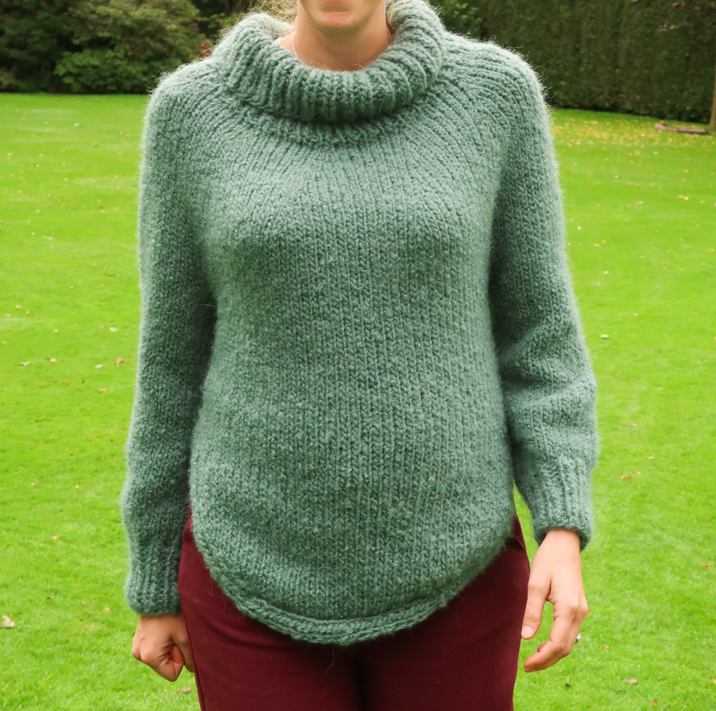 completed Aurora women sweater knitting pattern