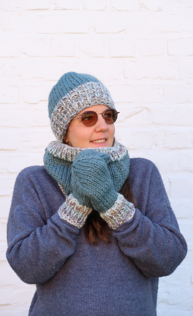 Charlie accessories set knitting patterns: includes hat, cowl and mittens