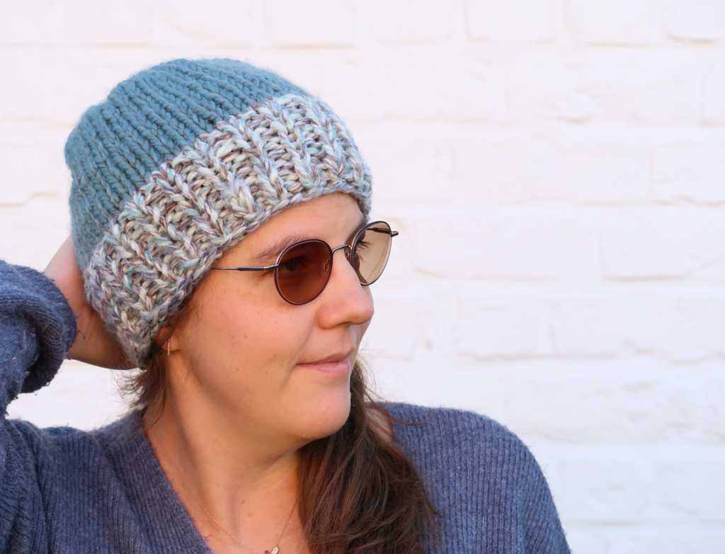 Side view of the super chunky hat knitting pattern free