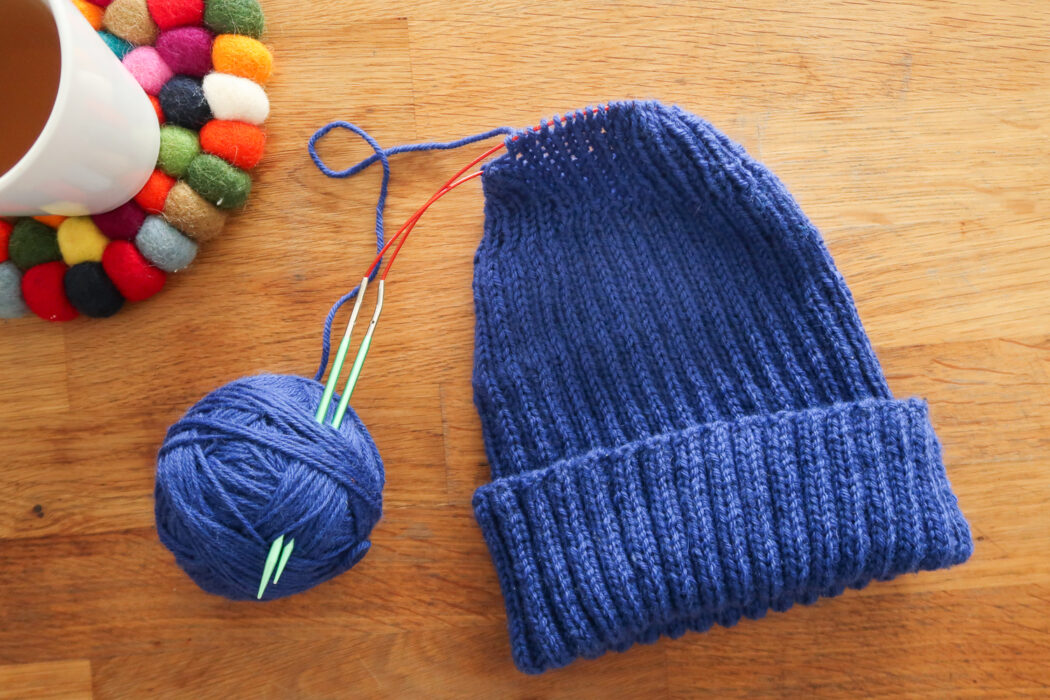 Guy Beanie Free Knit Hat Pattern | Knitting with Chopsticks