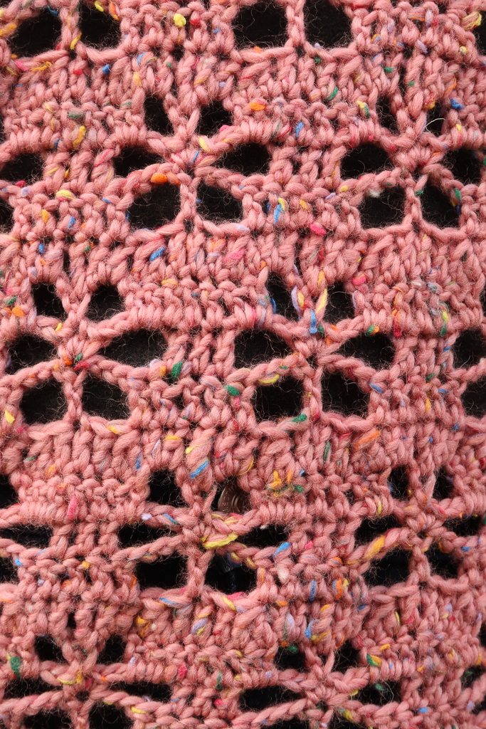 Detailed view of the flower lace crochet stitch