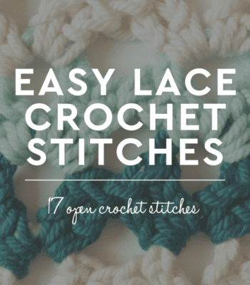 graphic featuring the broken shell easy lace crochet stitches