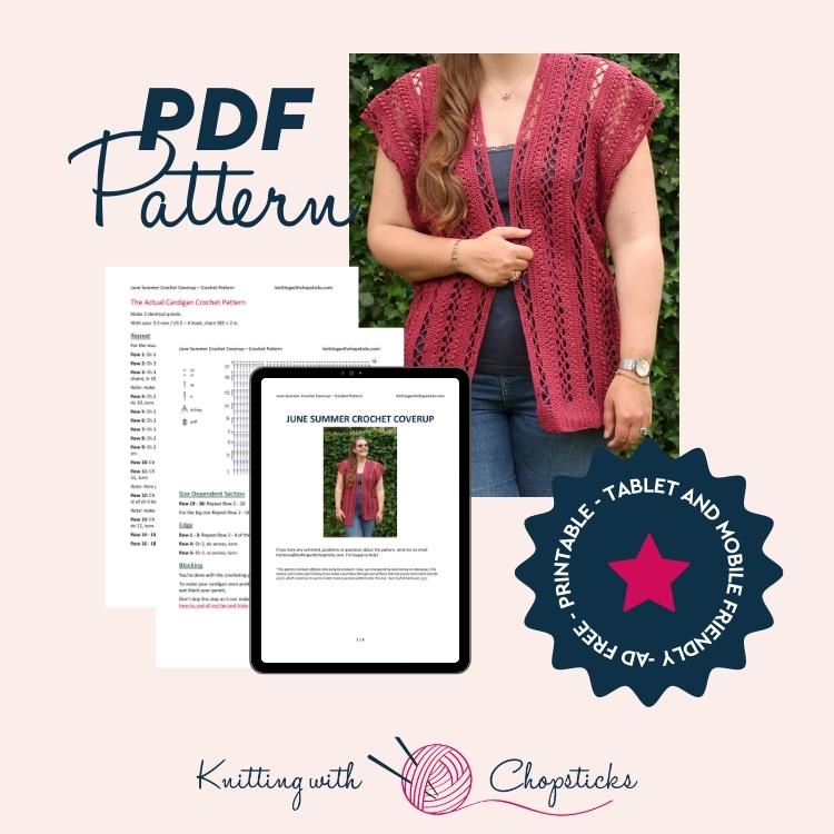 click here to purchase the printable PDF of the June Summer Crochet Cardigan Pattern