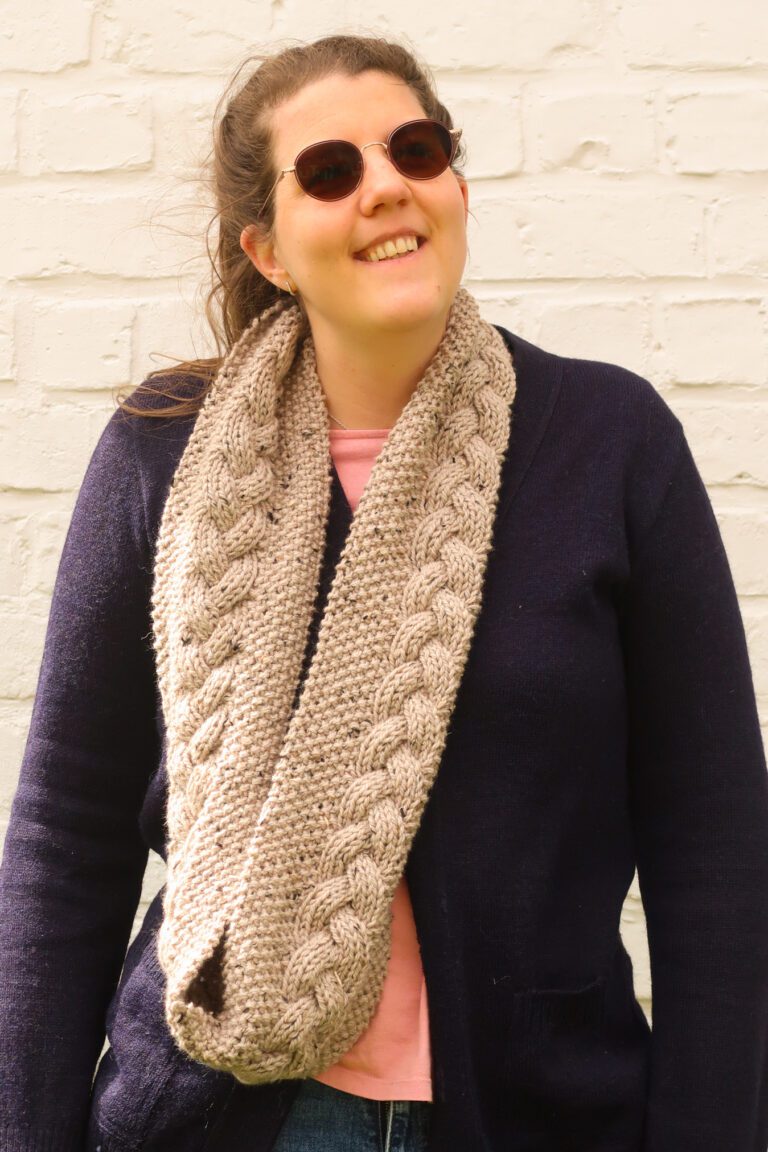 Cable Scarf Knitting Pattern - Tresse Infinity Scarf Knitting Pattern