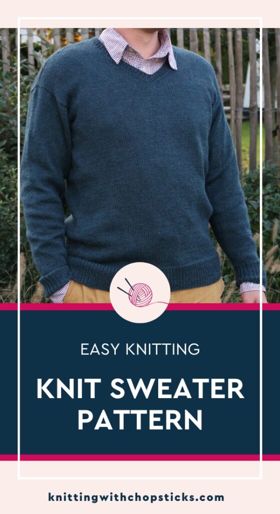 Men's Sweater Knitting Pattern - Classic V Neck Sweater Pattern Knitting