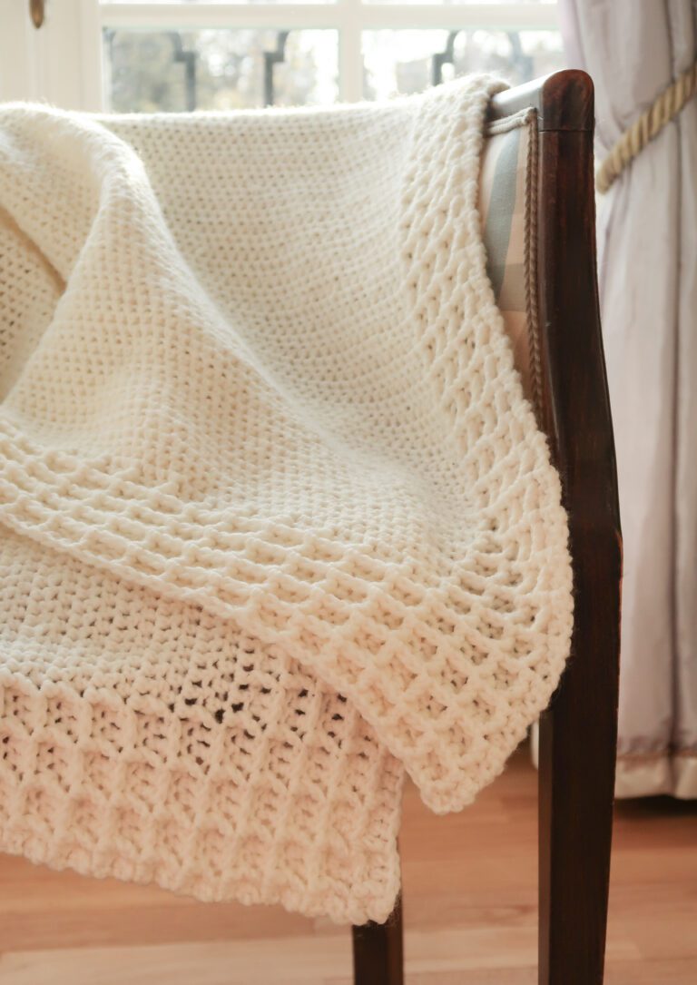 waffle-stitch-crochet-blanket