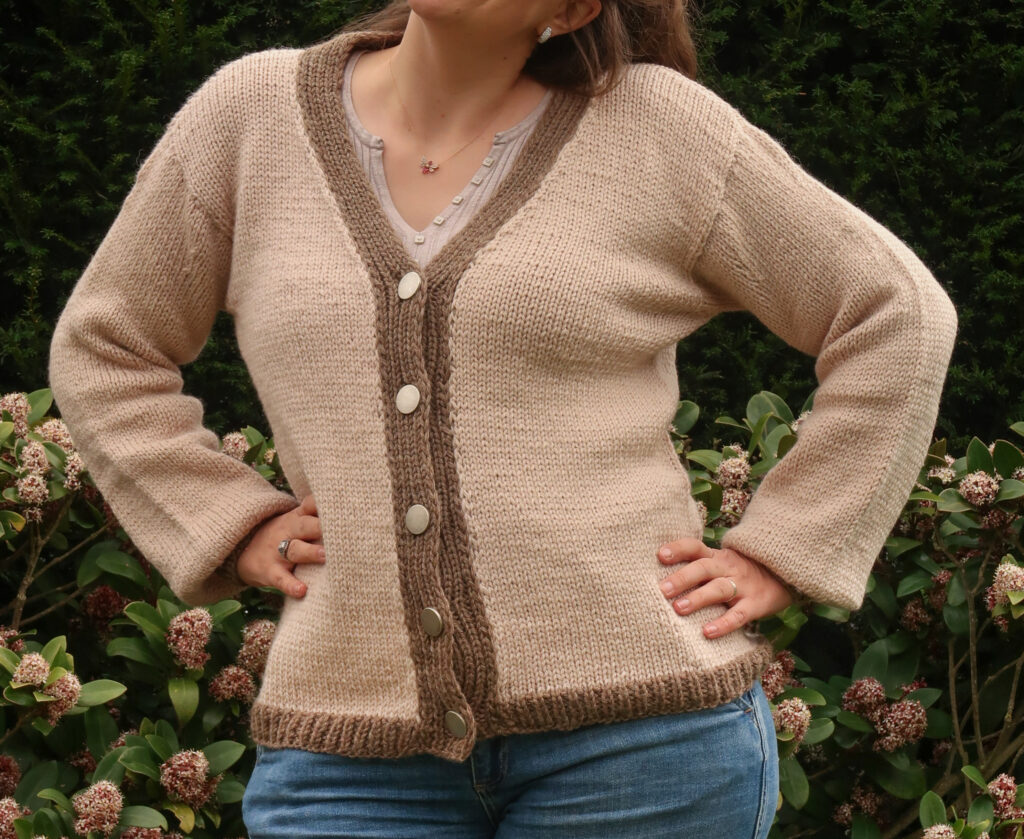 Closer view of the knitting cardigan free pattern
