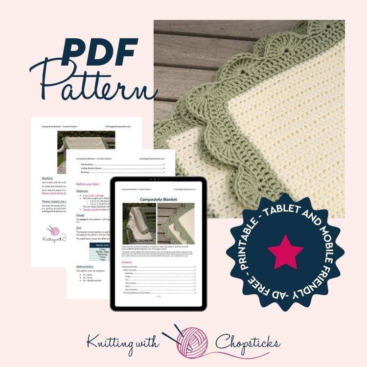 click here to purchase the convenient ad free printable pdf of the easy baby blanket crochet pattern