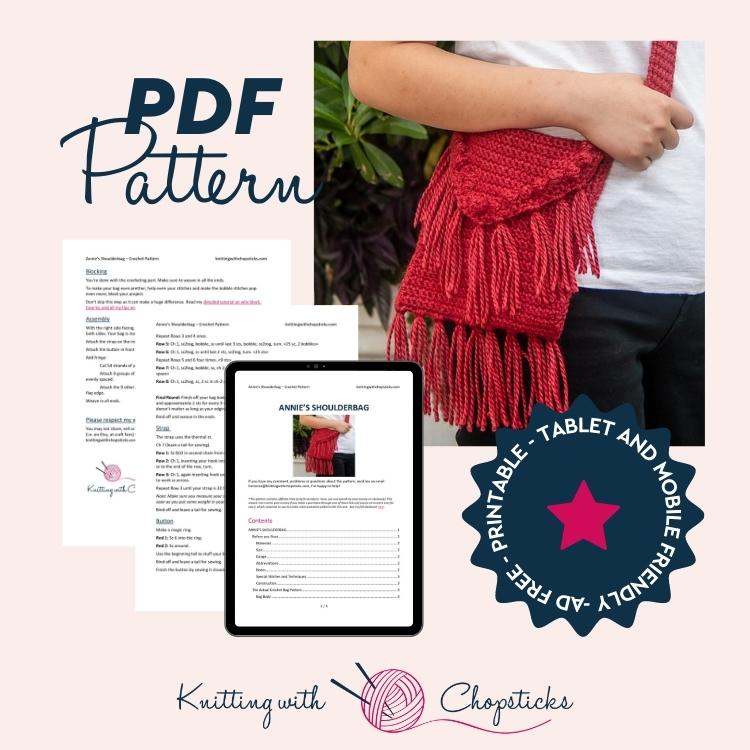 click here to purchase the convenient ad free printable PDF of the Annie's small crochet shoulder bag pattern