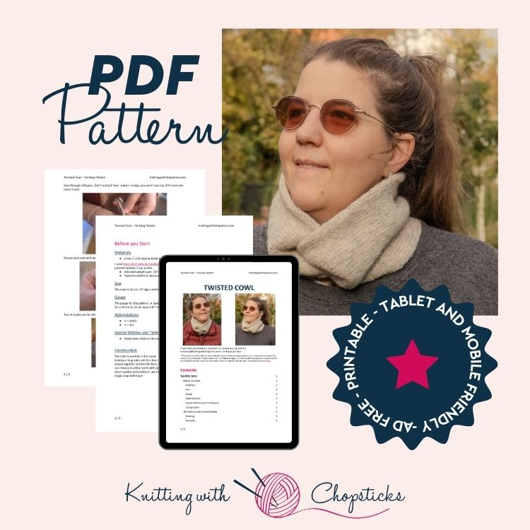 click here to purchase the convenient printable PDF pattern of the knit scarf pattern beginner