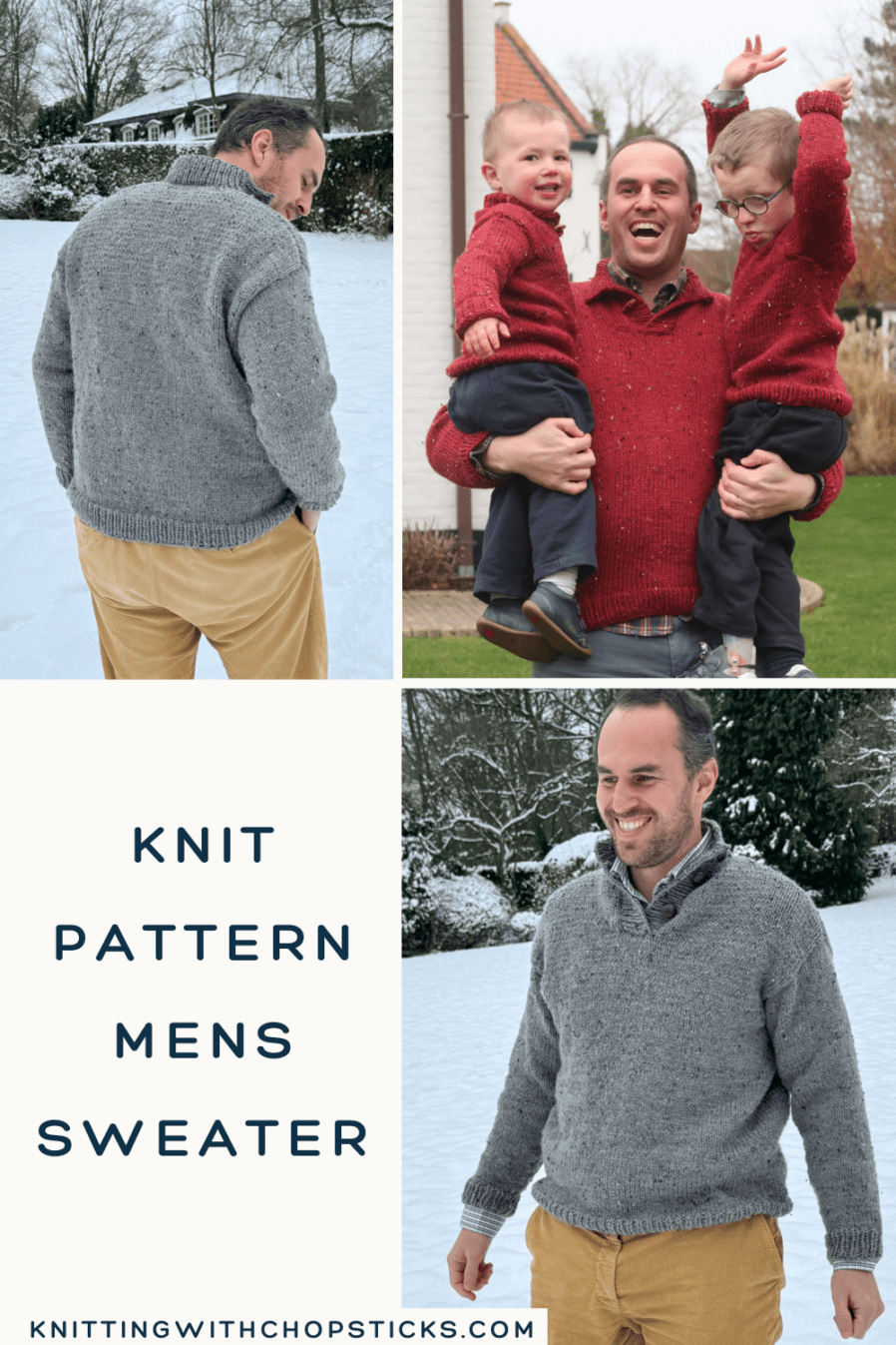 Easy Mens Sweater Knitting Pattern Knitting with Chopsticks