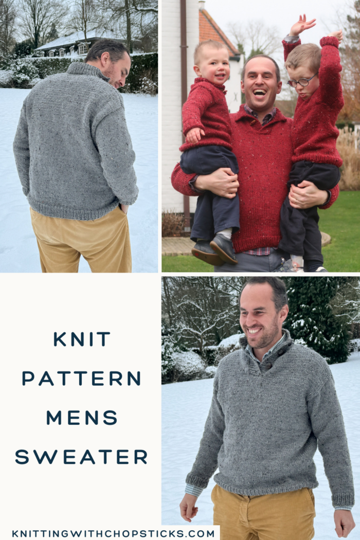 Easy Mens Sweater Knitting Pattern | Knitting with Chopsticks
