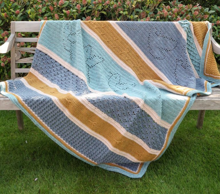 Free skybound sampler blanket crochet along blanket pattern