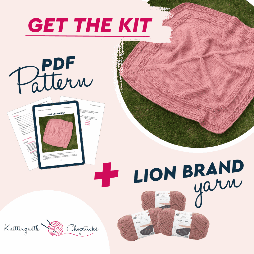 Love Line Blanket Knitting Pattern Lion Brand Kit