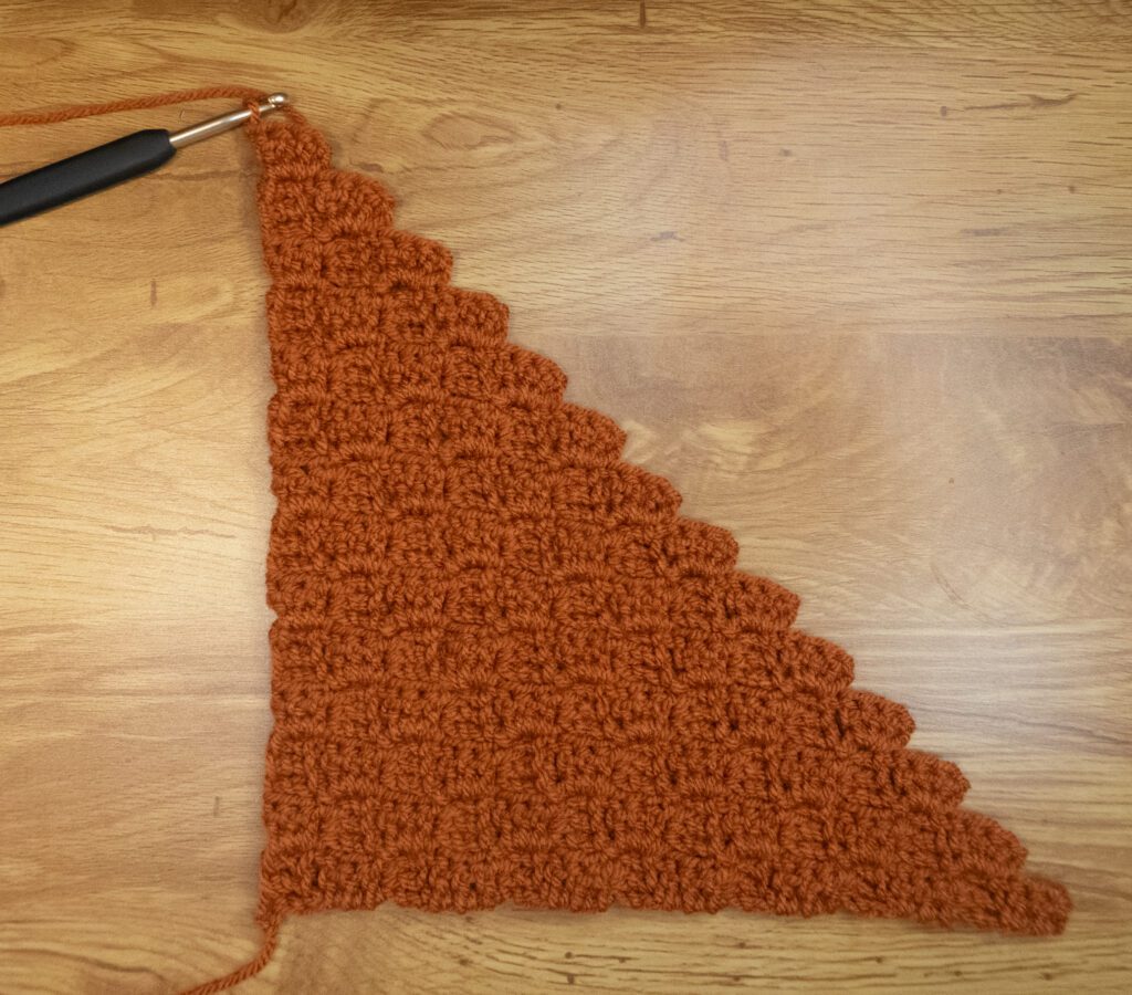 half of finished c2c crochet square