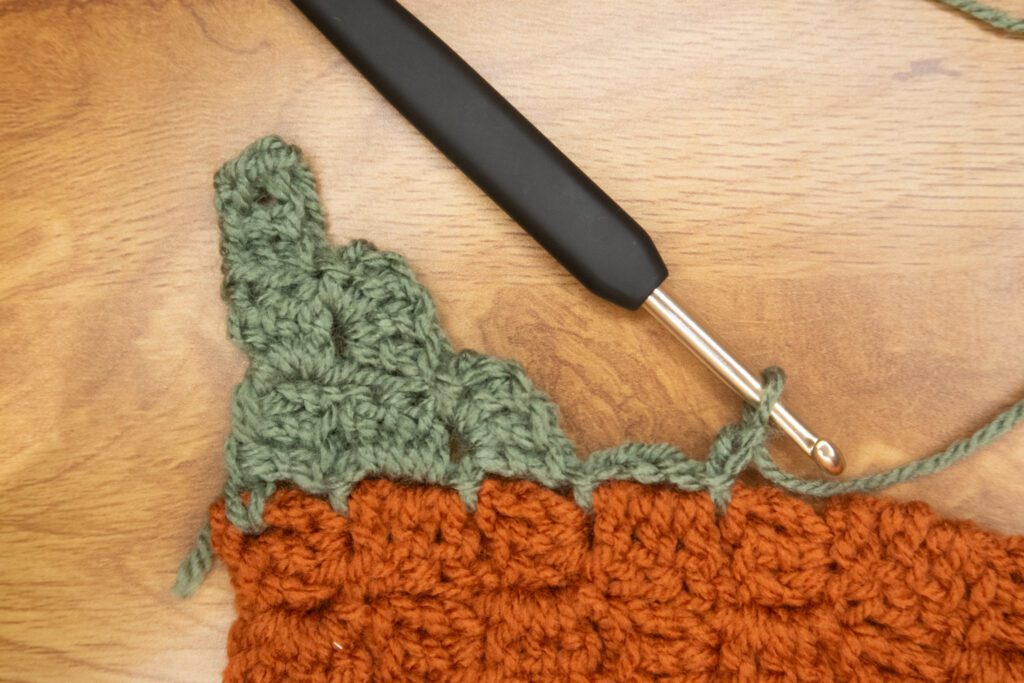 Picture tutorial showing where to join c2c blocks for second block 