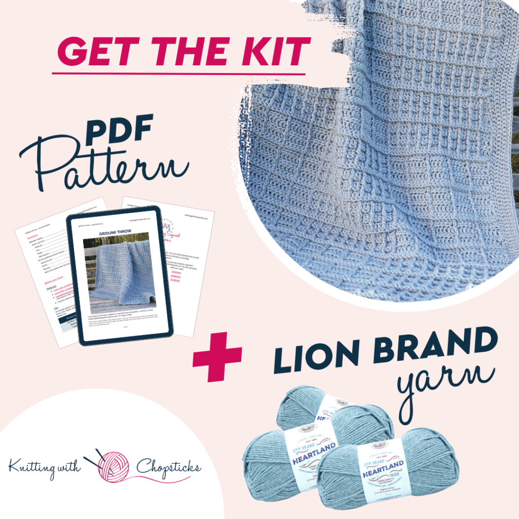 Gridline Texture Throw Crochet Pattern LB Kit