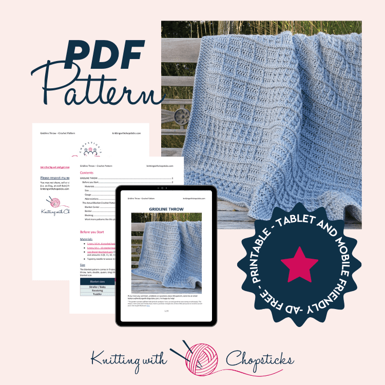 Downloadable PDF for Gridline Textured Throw Crochet Pattern