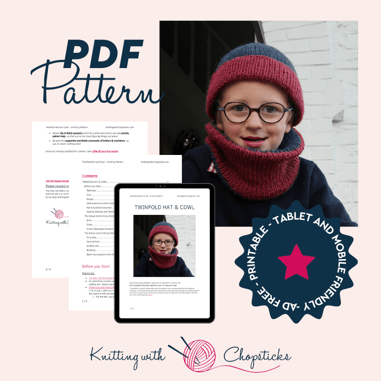 Downloadable PDF for Twinfold Cowl Knitting Pattern