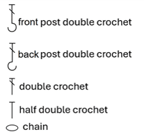 30 stitch grid Abbreviations