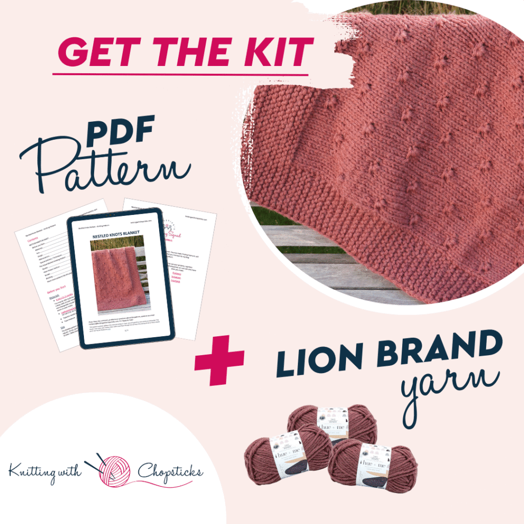 Nestled Knots Blanket Knitting Pattern Lion Brand Kit