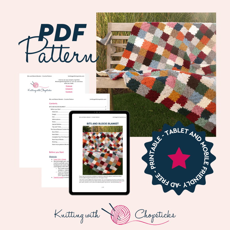 Downloadable PDF for Bits & Blocks C2C Blanket Pattern