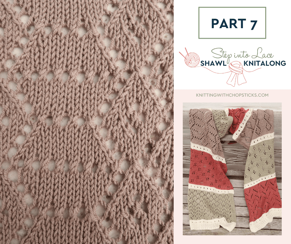 honeycomb diamond lace stitch tutorial step into lace shawl KAL free