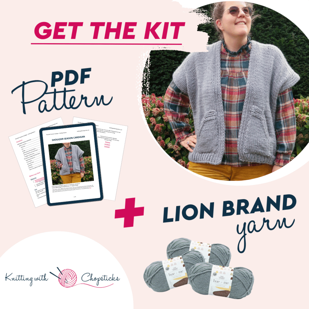 Shoulder Season Cardigan Knitting Pattern Lion Brand Kit
