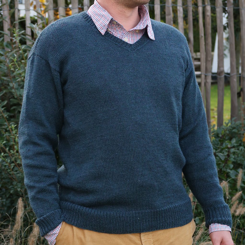 Find the V neck men sweater knitting pattern here >>
