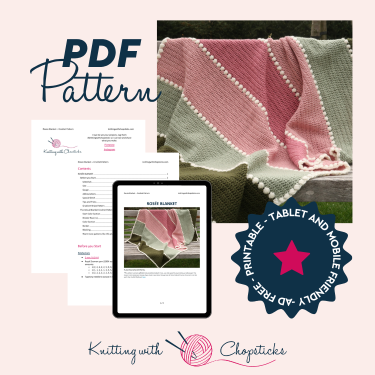 Rosée Easy Crochet Blanket Pattern PDF