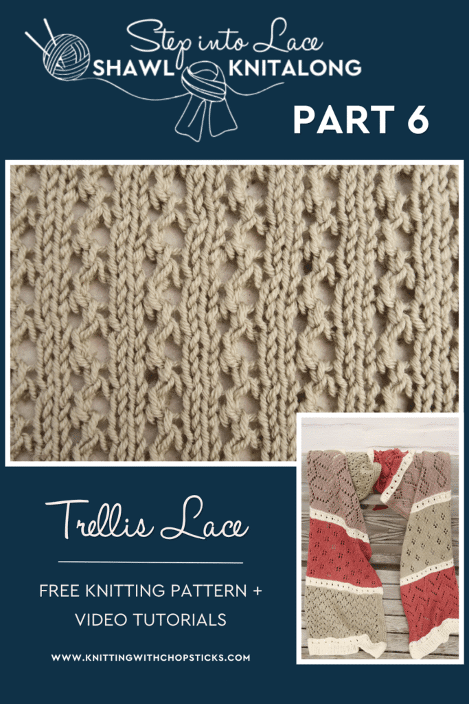 free Simple Trellis Lace Knit Stitch Tutorial