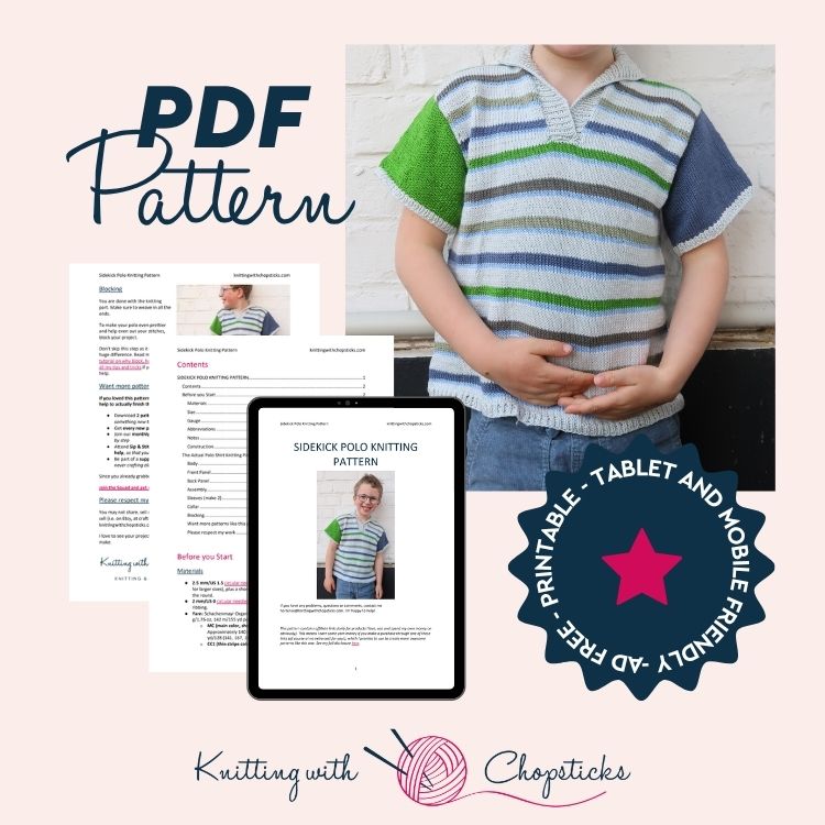 Downloadable PDF for Sidekick Polo Knitting Pattern