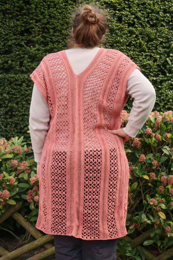 Free Crochet Beach Cover Up Pattern showing the view from the back