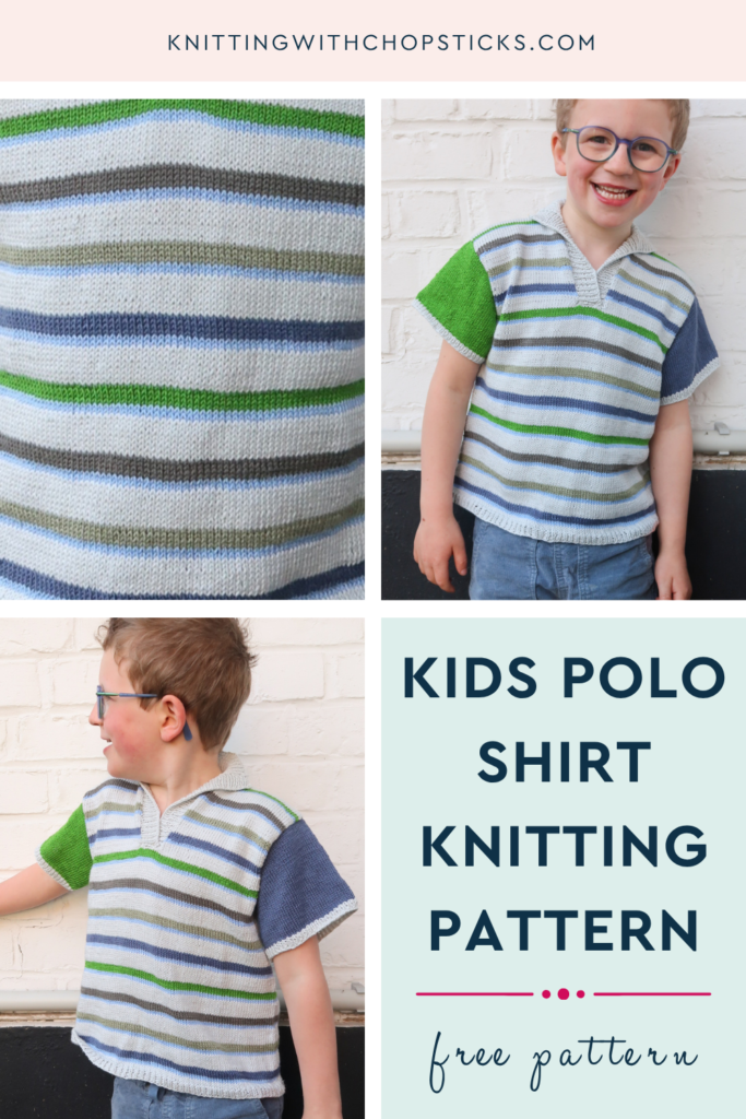 Free Child Sweater Knitting Pattern with Polo Collar Pin