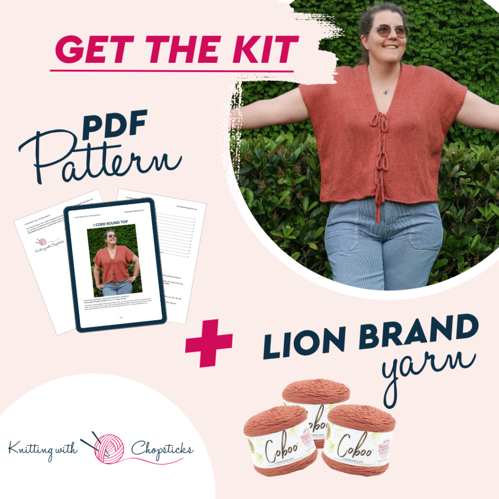 I-Cord Bound Top knit Pattern Lion Brand Kit