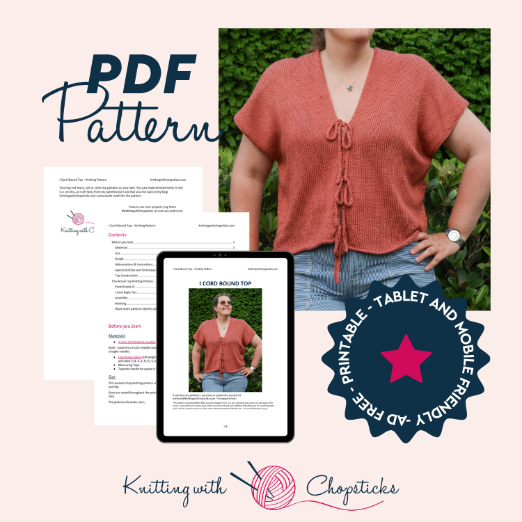 Downloadable PDF for I-Cord Bound Top Knitting Pattern