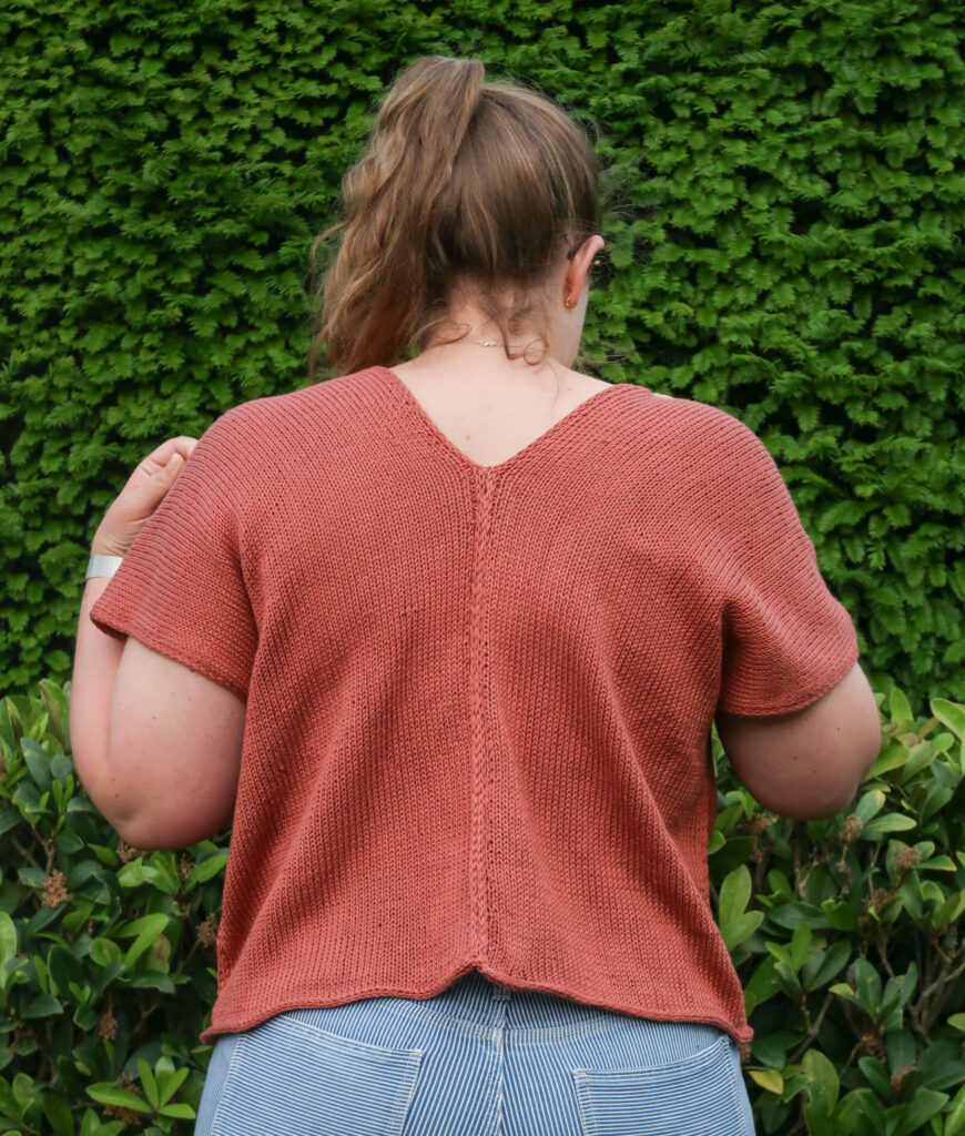 summer knit top pattern free featuring how it looks from the back