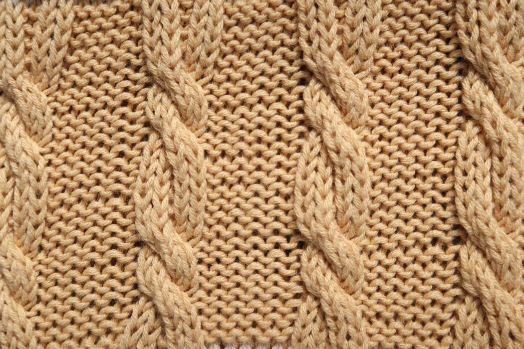 detailed view of the cable knitting pattern