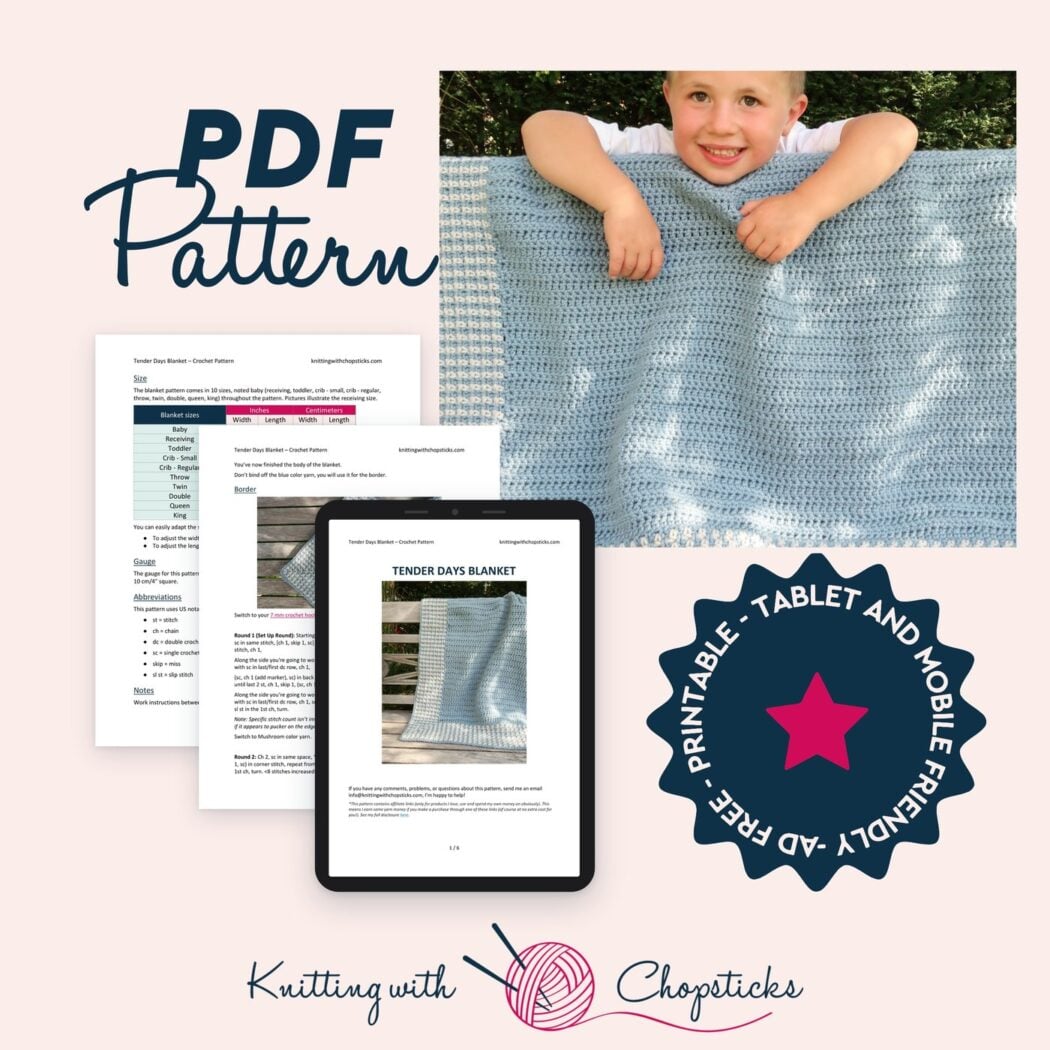 Tender Days Blanket moss stitch crochet blanket pattern PDF download