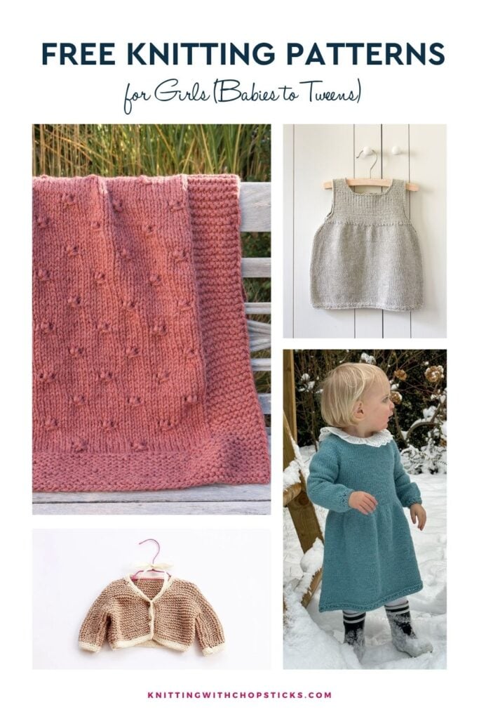 20 Beautiful Free Knitting Patterns for Girls (Babies to Tweens) pin