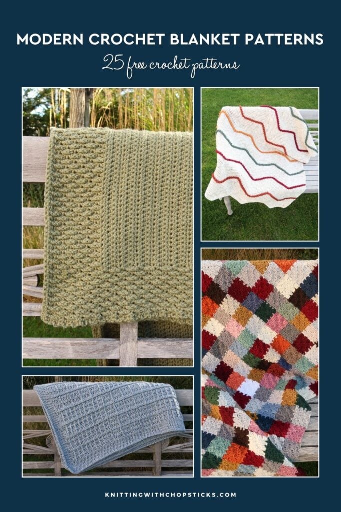 25 Modern Crochet Blanket Patterns free pin