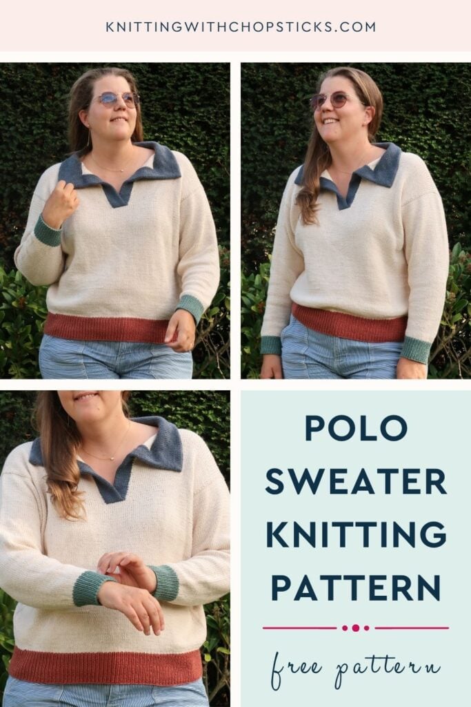 Polo sweater knitting pattern pin for the free Harbour Polo Sweater